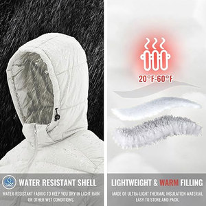 Veste matelassée isolante pour homme, directement de l'usine, avec capuche amovible, tissu léger résistant à l'eau, ourlet réglable - Product Image 4