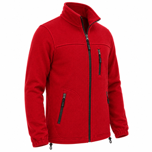High Quality Men Polar <b>Fleece</b> Jacket Stand Up Collar Utility Zipper Pockets Thermal <b>Work</b> Uniform Vibrant Tone Workwear Jacket - Product Image 3