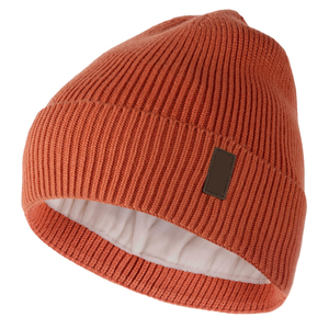 Gorro de Invierno Bicolor de Moda 2026, Color Tierra Marrón Óxido, Gorro Tejido con Forro de Satén, Protección para el Cabello, Gorro con Logo Personalizado - Product Image 1