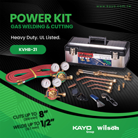 Kit de soudage et de découpe au gaz oxygène-acétylène professionnel Kayo/Wilson KVHB-21, robuste