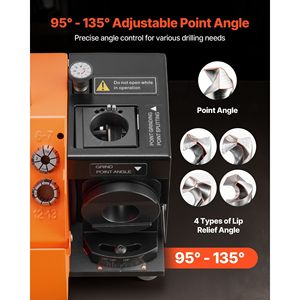 Affilatore per Punte da Trapano MR-13B+ con Angolo Regolabile 95-135°, Affilatrice per Punte da 3-15mm - Product Image 4