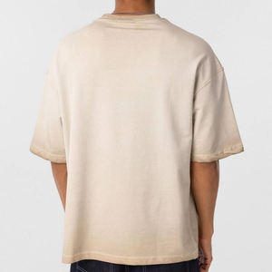 Custom Logo <b>81</b>% Cotton 13% Polyester 6% Spandex Men's Oversized Crew Neck Solid Knitted Breathable T-Shirt Wholesale OEM/ODM - Product Image 4