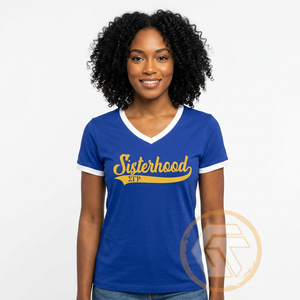 T-shirt personnalisé Sororité Femme Sigma Gamma Rho Trésors Grecs 100% Coton Jersey Col en V Anti-UV Respirant Été - Product Image 6