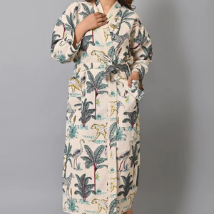 ชุดคลุมกิโมโนผ้าฝ้ายลายดอกวาฟเฟิล สำหรับเพื่อนเจ้าสาว ชุดคลุมอาบน้ำเนื้อนุ่ม ซึมซับได้ดี - Product Image 1