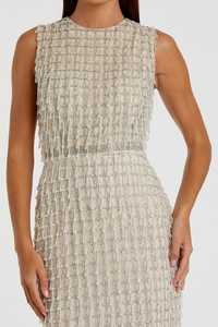 Elegante Vestido de Noche Vintage sin Mangas con Cuentas, Estilo Tubo, Largo hasta el Tobillo, Cuello Redondo, Cintura Natural, Color Sólido, Antiestático - Product Image 6
