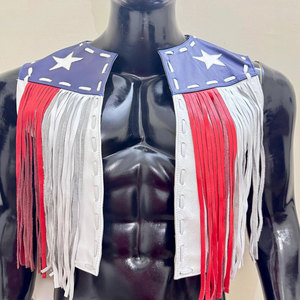 <b>Mens</b> <b>Suede</b> Fringe Vest Cowboy Western Sleeveless Leather <b>Jacket</b> Tassel Biker Rodeo Festival Supplier Premium OEM Apparel - Product Image 3