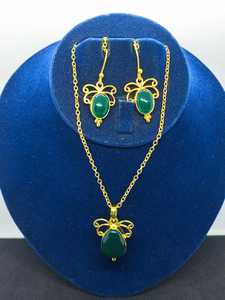 Elegante Juego de Pendientes y Colgante de Plata Vintage con Piedras Preciosas, Joyería de Moda en Tono Dorado para Mujer, Regalo y para Fiestas - Product Image 2