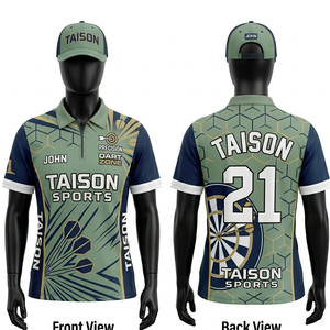 เสื้อดาร์ทหญิง พรีเมียม ผ้าโพลีเอสเตอร์ 160 GSM ระบายอากาศ แห้งเร็ว สีเหลืองกรมท่า ดีไซน์ลายแผง  รับสกรีนโลโก้แบบซับลิเมชั่น - Product Image 4