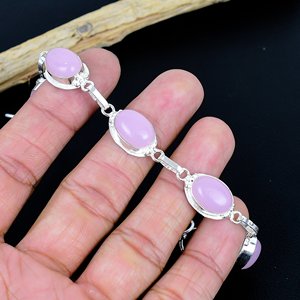 Vintage 925 Silver Opal <b>Bracelet</b> Women's Chain Link Bezel Setting Everyday Wear Green Blue Iridescent Stone Jewelry - Product Image 3