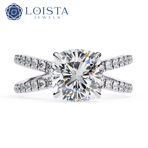 Bague de fiançailles en diamant de laboratoire taille coussin allongée, certifiée IGI, en or massif, pour anniversaire et mariage de luxe - Product Image 2
