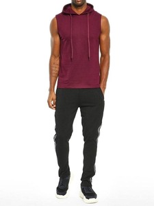 Men's Sleeveless Hooded <b>Tank</b> <b>Top</b> Solid <b>Black</b> Casual Knitted Style - Product Image 5