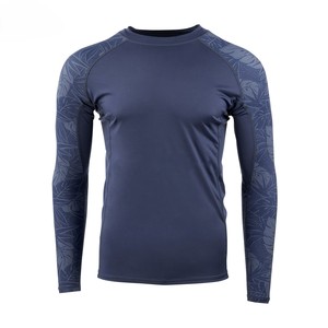OEM Custom Sublimated MMA Rash Guard <b>Compression</b> Fit Breathable Anti-UV Sportswear for <b>Men</b> Front Logo UPF50+ 100% Polyester - Product Image 4