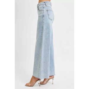 RISEN Full Size High Rise Tobillo Ancho Palazzo Plus Size Jeans de mujer - Product Image 4