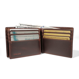 Portefeuille fin pour homme en cuir véritable Crazy Horse Castello, fait main, haute qualité, avec fermeture ouverte courte, porte-cartes d'identité, polyester, neuf - Product Image 2