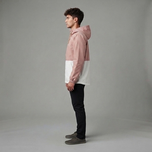 Veste coupe-vent à capuche zippée intégrale pour homme, légère, color block, pour sports de plein air et décontractée, fournisseur personnalisé - Product Image 3