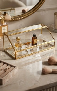 Boîte de présentation de bijoux en verre ARTINCO Classic Gold Frame avec fermeture à boucle et crochet, 9,7x4,5x3,75 pouces, présentoir de table - Product Image 5
