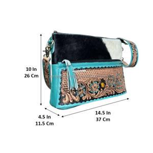 Sac à main en cuir de vachette et fourrure, sculpté à la main, nouveau design 2026, style bohème, fait main, très vendu, multi-usages pour femmes - Product Image 2