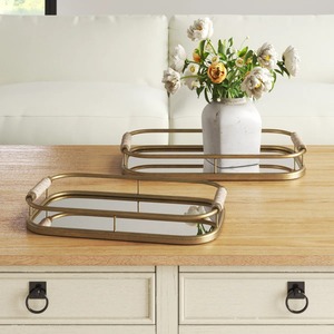 Bandeja de Almacenamiento Rectangular de Metal con Acabado Pulido y Asas de Corcho, Diseño Minimalista para Organización de Superficies - Product Image 2