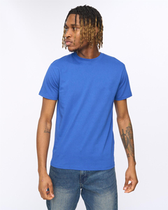 Camiseta Casual de Manga Corta con Cuello Redondo, de Algodón Jersey Azul Sólido, Corte Regular para Hombre - Product Image 5