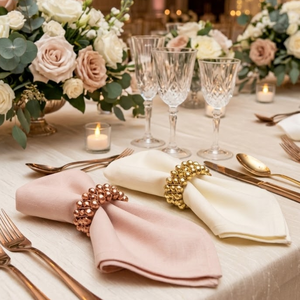 Ensemble d'anneaux de serviette en métal Ghungroo, design élastique |   Accessoires de table décoratifs pour la salle à manger, porte-serviettes de mariage, finition de qualité supérieure - Product Image 1