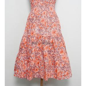 Vestido midi con estampado floral para mujer, cuello alto, corte en A, sin mangas, 100% algodón, vestido informal de verano, transpirable. - Product Image 6