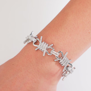 VVS Round Cut 925 <b>Sterling</b> <b>Silver</b> Moissanite Diamond Iced Out Bow Link <b>Bracelet</b> Hip Hop <b>Bracelet</b> For Unisex Luxury Wear - Product Image 4