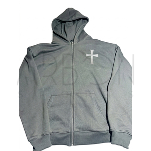 Sweat à capuche zippé en molleton épais de haute qualité, manches longues, nouvelle tendance, personnalisable avec logo, pour vêtements chrétiens et streetwear - Product Image 1