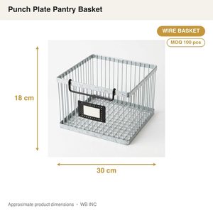 Handmade 30 cm Galvanised Iron Wire Basket Black <b>Label</b> Plate Punch Pantry Basket for Home Decor Hotels and Weddings - Product Image 4