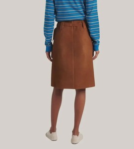Falda Midi de Gamuza Marrón Hecha a Mano, Estilo Vintage, Corte en A, con Cinturón, Moda Otoñal - Product Image 3