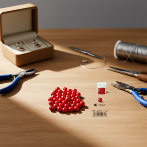 Perle di Corallo Rosso Ilan 6mm 20g per Creazione di Gioielli - Product Image 3