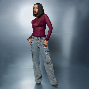 T-shirt en maille à manches longues pour femme, coupe ajustée, respirant, en polyester, avec logo personnalisé – Nouvelle collection tendance et sexy - Product Image 4