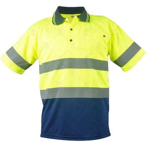 Polo de travail jaune fluorescent haute visibilité pour homme, coupe-vent, uniforme de sécurité réfléchissant, en nylon, T-shirt de sécurité - Product Image 1
