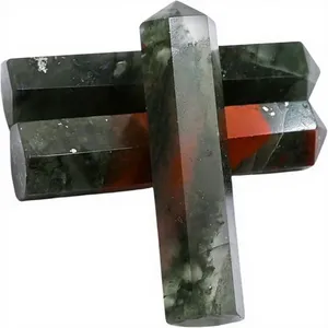 Punta de Piedra de Sangre Africana Natural Pulida, Verde y Roja, Gema de Cristal, Proveedor Mayorista a Granel para Manualidades y Cristaloterapia - Product Image 3
