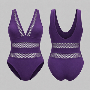 Maillot de bain une pièce personnalisé pour femme, avec empiècements en maille, monokini taille haute, amincissant, séchage rapide, extensible, pour la plage – Grande Vente - Product Image 4