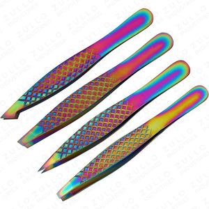 4PCS Rainbow Stainless Steel Eyebrow Tweezers Set Diamond Grip Protective Tube Powder Coated Beauty Grooming <b>Tool</b> OEM - Product Image 5