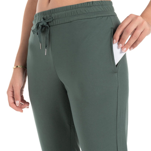 Pantalon crayon moulant en maille verte pour femme, taille mi-haute, avec cordon de serrage, couleur unie, décontracté, longueur complète, avec poches, respirant - Product Image 5