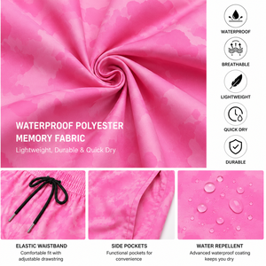 Custom <b>Men</b> Quick Dry Pink Beach Board Shorts | Sublimation Swim <b>Trunks</b> | Lightweight Polyester Swimwear with Elastic Drawstring - Product Image 5
