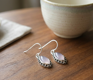Pendientes Colgantes de Plata de Ley 925 con Cuarzo Rosa Natural, Hechos a Mano, Estilo Boho, para Mujer, Regalo para Ella - Product Image 2