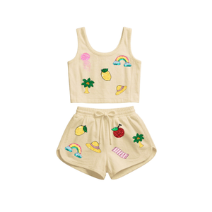 ชุดเซ็ตเสื้อผ้าฝ้ายทรงตรงยาวคลุมเข่าสำหรับผู้หญิง ขายส่ง ชุดเดรสปาร์ตี้ปักลายดอกไม้  แบบสองชิ้น เป็นมิตรกับสิ่งแวดล้อม สำหรับฤดูใบไม้ผลิและฤดูร้อน - Product Image 1