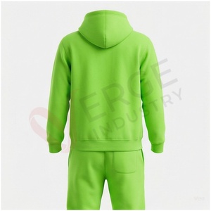 Conjunto Deportivo Unisex Verde con Capucha, Manga Larga, Logotipo Geométrico, Corte Regular Informal, Transpirable para Otoño - Product Image 2
