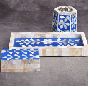 Quemador árabe de Oriente Medio hecho a mano con incienso de nácar, juego de bandeja para quemador de Bakhoor con decoración de Blossom Craft India. - Product Image 6