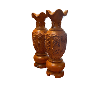 Par de Jarrones de Madera de Palisandro Tallados a Mano de 38 cm, Jarrones Florales Eclécticos para Regalo de Felicitación, Tam Viet Da Nang - Product Image 1