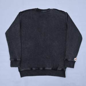 Sweat-shirt à col rond en molleton de coton vintage délavé à l'acide, de qualité supérieure, avec logo personnalisé, pour femmes - Product Image 3