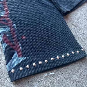 T-shirt gaufré surdimensionné noir personnalisé 100 % coton pour homme avec manches évasées et coupe carrée - Product Image 5