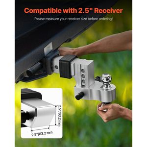 Supporto per Gancio di Traino Regolabile da 4 Pollici in Lega di Alluminio Resistente, Adatto per Ricevitore da 2,5 Pollici, Montaggio su Gancio di Traino da 2 Pollici - Product Image 3