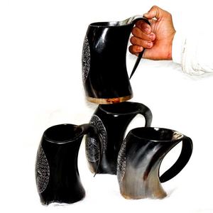 Jarra de cerveza de cuerno de búfalo de estilo rústico para cerveza artesanal y cerveza ale. Jarras de cuerno hechas a mano para beber cerveza. - Product Image 4