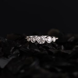 Anillo de eternidad chapado en oro macizo, con incrustaciones de circonitas redondas y marquise, anillo de aniversario de boda para mujer, joya fina - Product Image 3