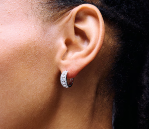 Boucles d'oreilles créoles, boucles d'oreilles en diamant, boucles d'oreilles en or et en argent, boucles d'oreilles en diamants naturels et de laboratoire, bijoux fins pour femmes - Product Image 3
