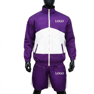 Ensemble coupe-vent deux pièces pour homme, fabriqué en usine, personnalisé, avec logo, en nylon, pour l'été 2026, comprenant un haut coupe-vent et un short - Product Image 1