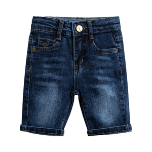 Shorts en jean respirants de haute qualité pour hommes, style décontracté avec boutons décoratifs et poches latérales droites, 100 % coton - Product Image 2